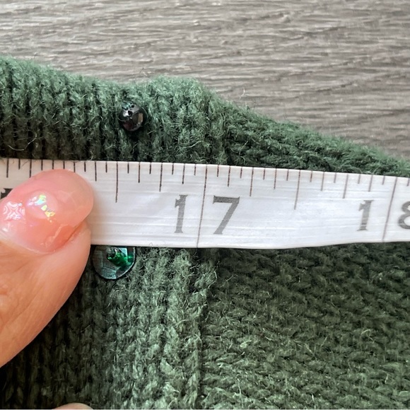 Vintage Hunter Green Embroidered Sequin Cardinal Full Zip Cardigan Women's XL - Picture 6 of 8